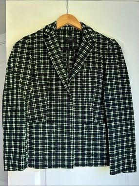 J. Crew Navy, Green and Pale Yellow Plaid Blazer